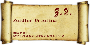 Zeidler Urzulina névjegykártya